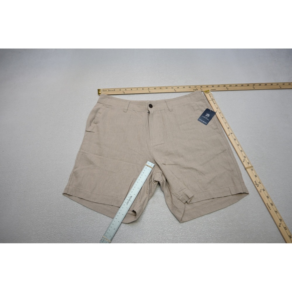 Lucky Brand Linen Blend Shorts Mens 34 Tan Beige Flat Front Casual NWT